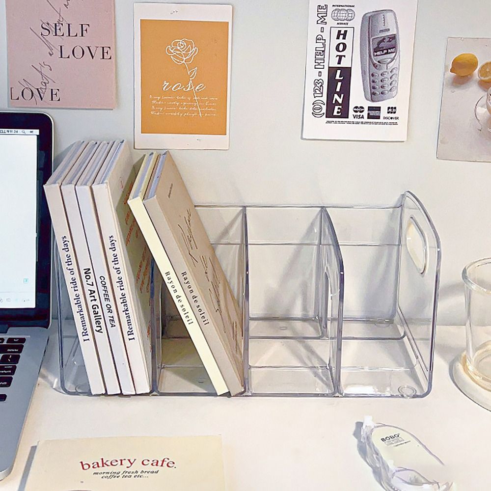 Clear Acrylic Book Stand Holder - Portable Clear Acrylic Bookends with Handle