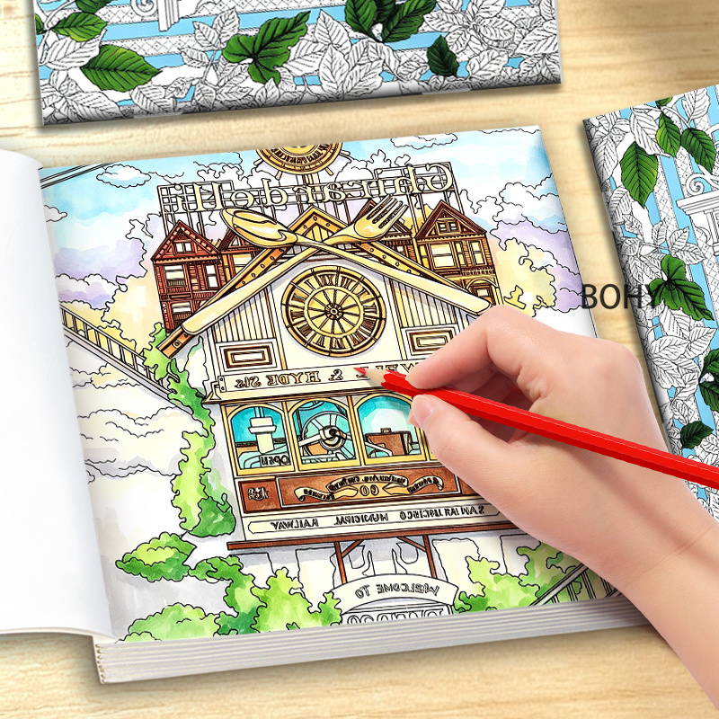 Adult Coloring Book Stress Relief - 1 Time Travel Themed Coloring Book,