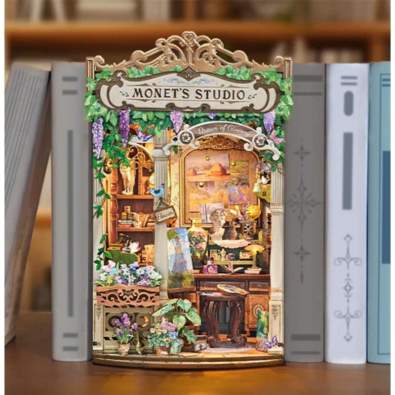 Wooden Monet's Studio Book Noo - Diy Wooden Book Nook Kit Shelf Insert 评论和价格