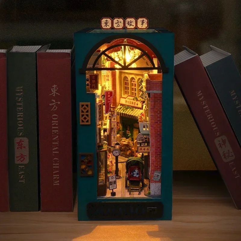 DIY Wooden Oriental Tales Chin - Diy Wooden Book Nook Kit Shelf Insert 评论和价格