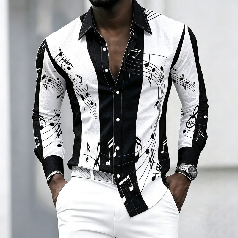 Men's collared shirt with crea - Music 评论和价格