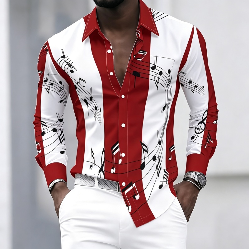Men's collared shirt with crea - Music 评论和价格