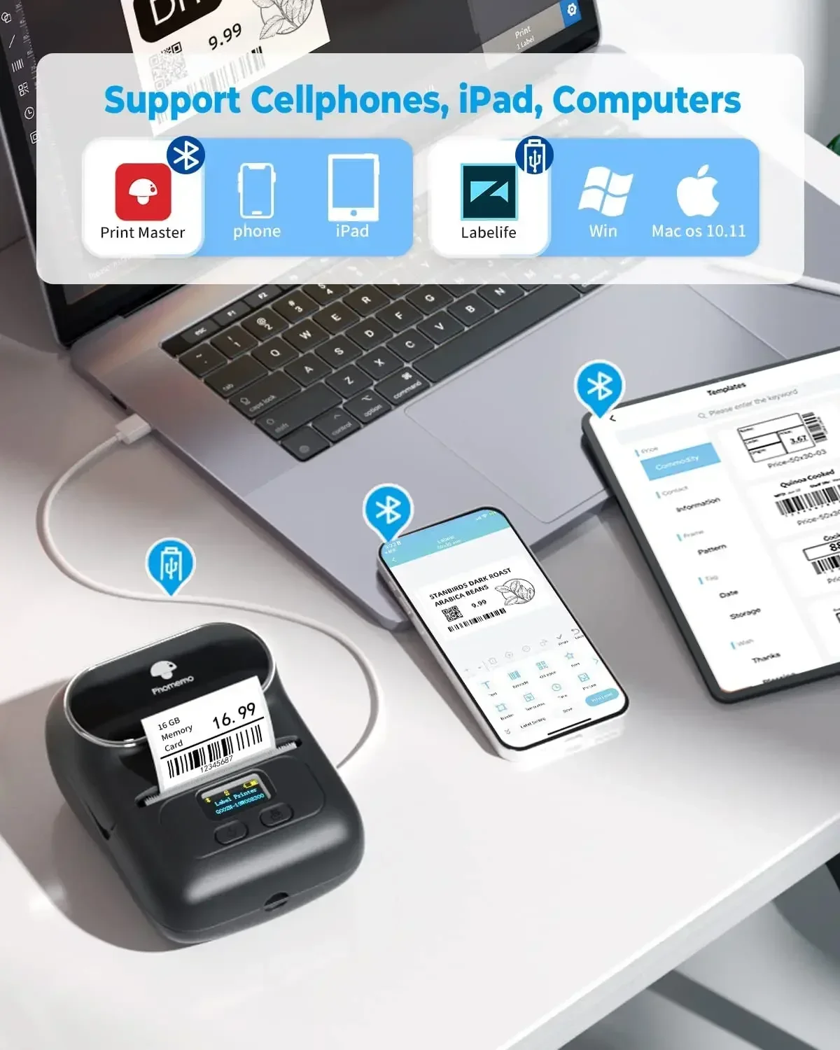 Phomemo M110 Mini Portable Pri - Mini Pocket Thermal Printer Paper Roll 评论和价格