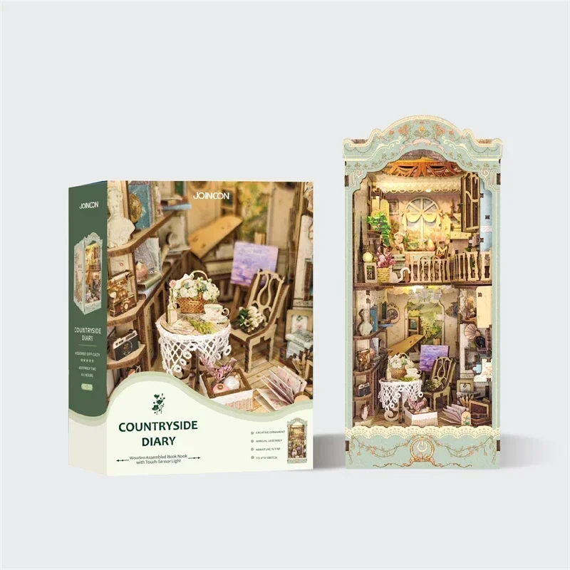 DIY Wooden Pastoral Diary Book - Diy Wooden Book Nook Kit Shelf Insert 评论和价格