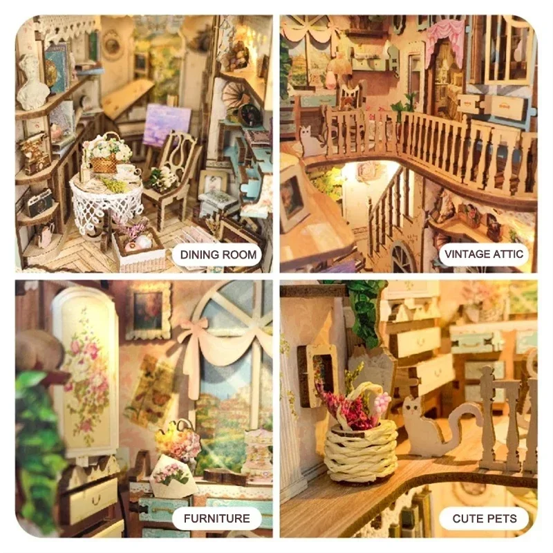 DIY Wooden Pastoral Diary Book - Diy Wooden Book Nook Kit Shelf Insert 评论和价格